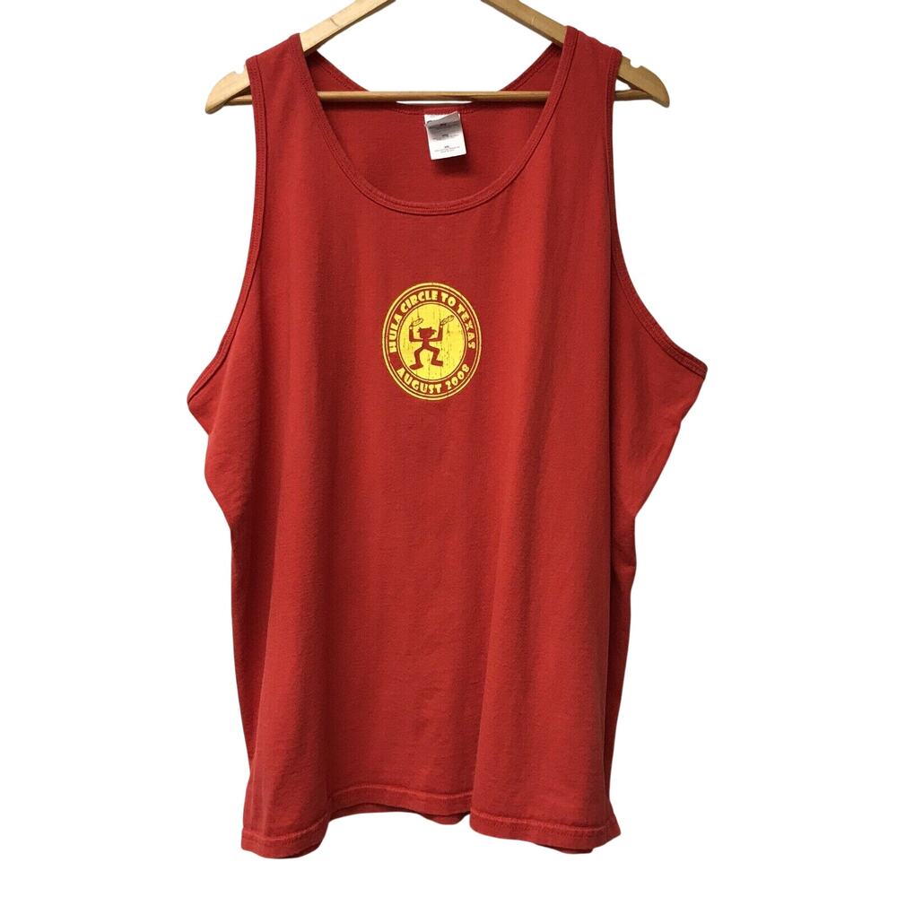 Hula Circle To Texas Gildan Shirt Mens 2XL Muscle Red Yellow Tiki